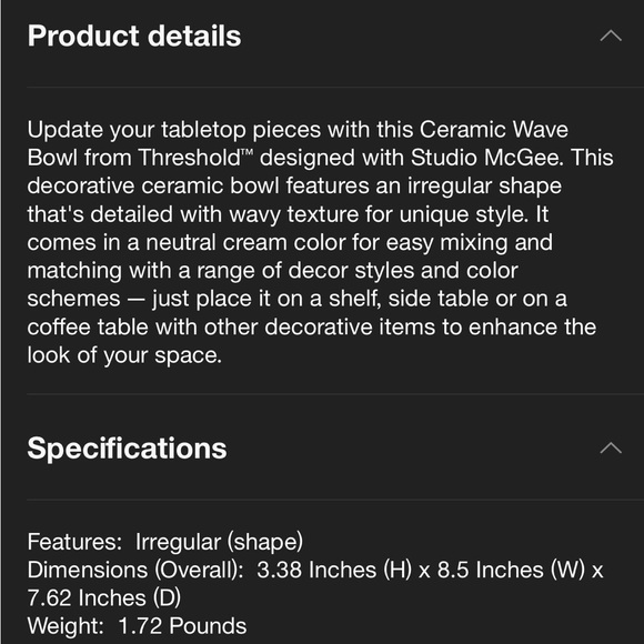 Studio McGee Threshold Ceramic Wave Bowl - Picture 9 of 10